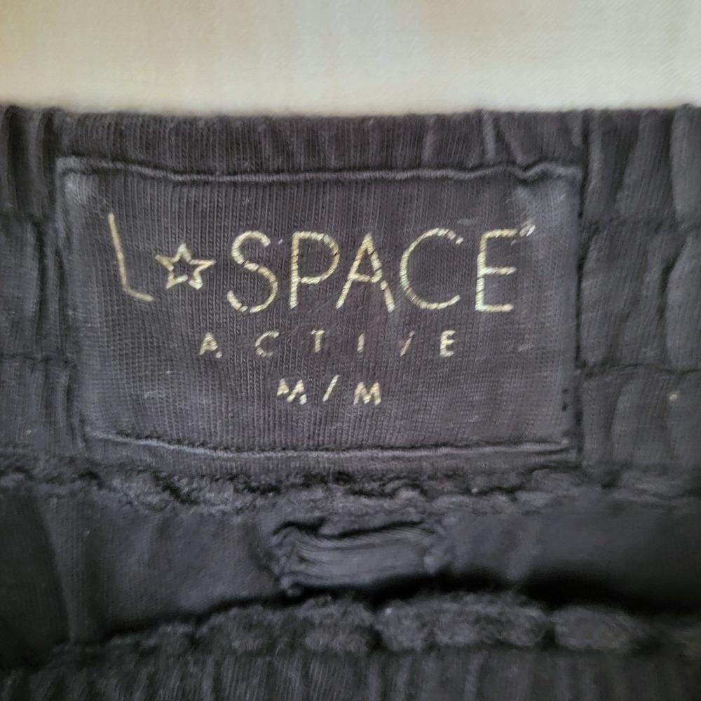L*Space Black Wide Leg Blue Stripe Joggers Lounge Yoga Baggy Workout Pants M - Picture 6 of 9